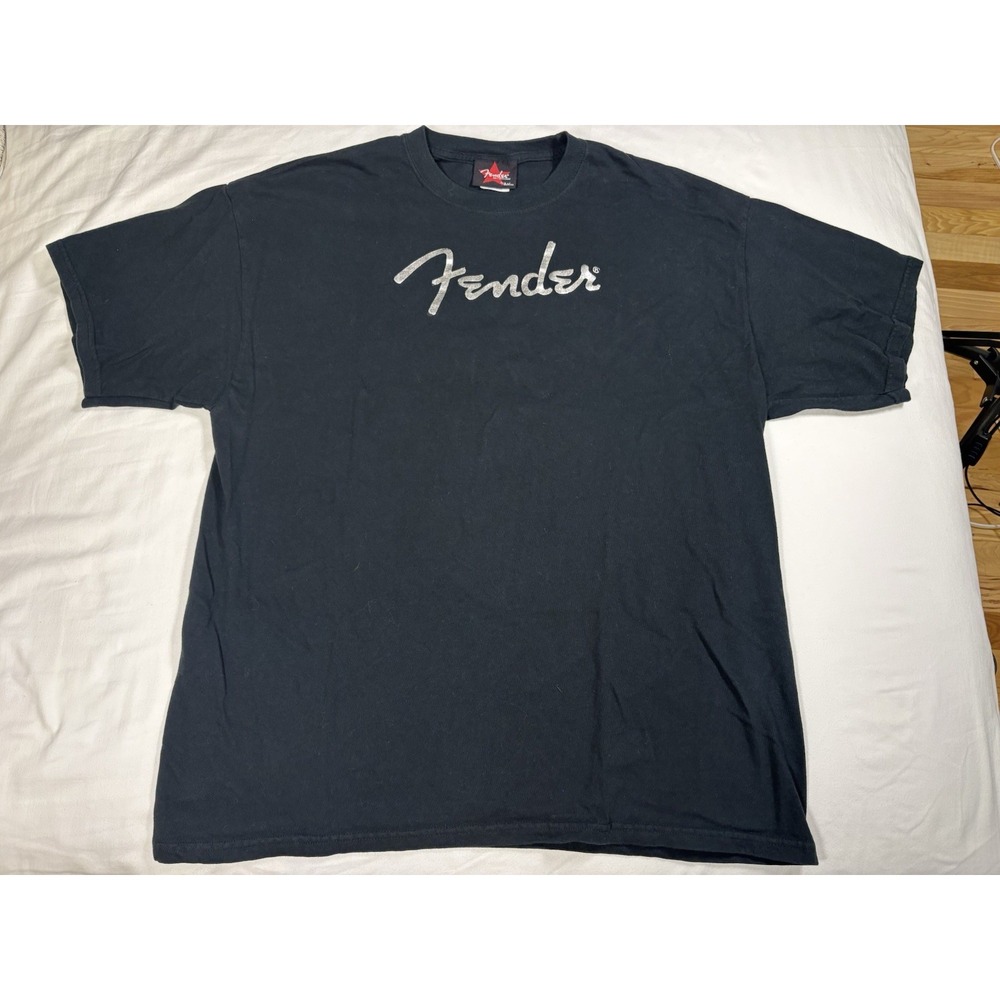 Vintage Fender The Collection by DaVinci T Shirt Mens XL Black Guitar Script